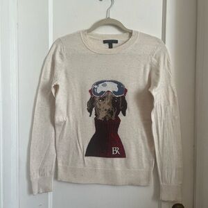 Banana Republic Cream Sweater with Dog Design